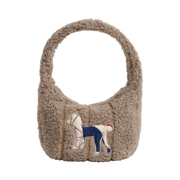 Pan Pan Half Moon Shearling Bag Taupe