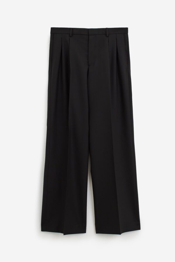 Pantalone WIDE PLEATED in cotone nero