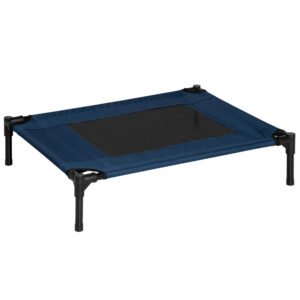 PawHut Elevated Pet Bed Medium Size Portable Raised Cot for Dogs Cats Ideal for Camping Blue Aosom UK