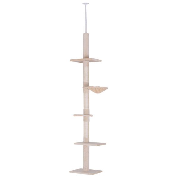 PawHut Floor to Ceiling Cat Tree 5 Tier Kitty Tower Activity Center Scratching Post 230 260cm