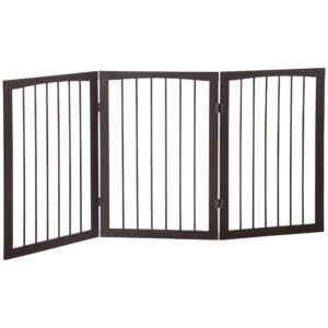 PawHut Folding 3 Panel Pet Gate Wooden Foldable Dog Fence Indoor Free Standing Safety Gate Portable Separation Pet Barrier Guard Aosom UK