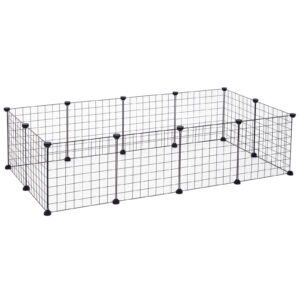 PawHut Modular Pet Enclosure Secure Spacious Metal Playpen for Furry Friends Black 106Lx73Wx36H cm Aosom UK