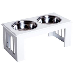 PawHut Pet Feeder Stainless Steel Large Capacity Easy Clean White 584Lx305Wx254H cm Aosom UK