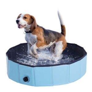 PawHut Pet Swimming Pool Foldable 80 cm Diameter Blue Aosom UK