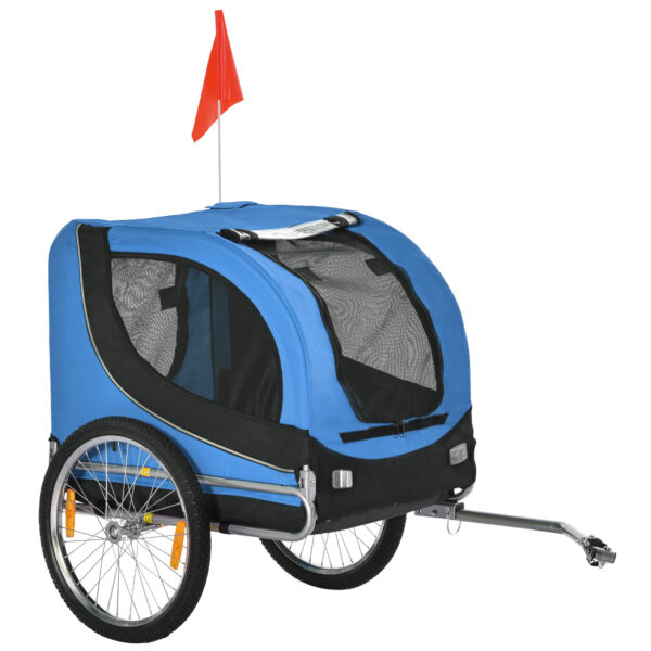 PawHut Secure Dog Bike Trailer Foldable Bicycle Pet Trailer with Weather Resistant Cover Bright Blue