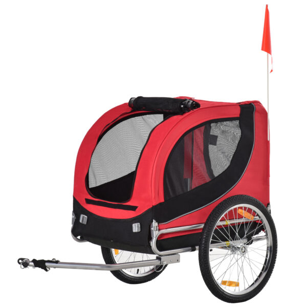 Pawhut Dog Bike Trailer Folding Bicycle Pet Trailer Dog Bike Jogger Travel Carrier WRemovable Cover Red Aosom UK