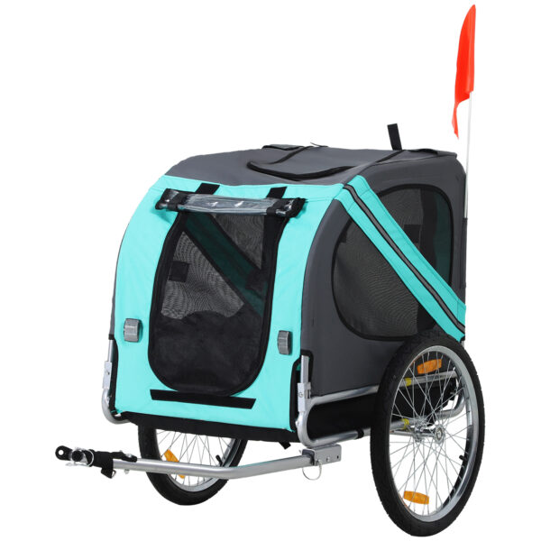 Pawhut Dog Bike Trailer Folding Pet Trailer Dog Carrier Bicycle Steel Frame Jogger Stroller with Suspension Green Grey