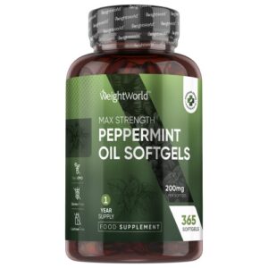 Peppermint Oil Capsules 200mg 365 Softgels Natural Supplement For Bad Breath Soothing for the Stomach