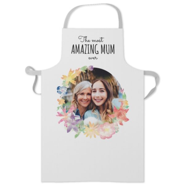 Personalised Apron | Photo Apron | Amazing Mum Watercolour Design | Custom Cooking Apron | Add Your Own Words and Text | One Size | ASDA photo