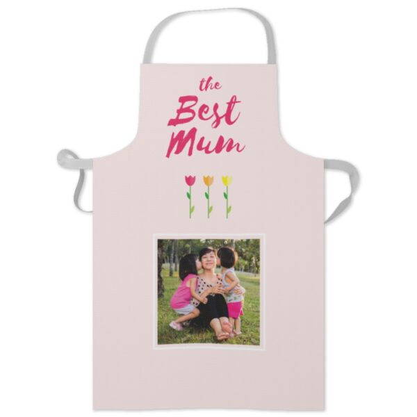 Personalised Apron | Photo Apron | Best Mums Tulip Design | Custom Cooking Apron | Add Your Own Words and Text | One Size | ASDA photo