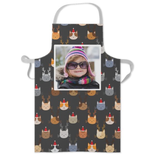 Personalised Apron | Photo Apron | Christmas Cats Design | Custom Cooking Apron | Add Your Own Words and Text | One Size | ASDA photo