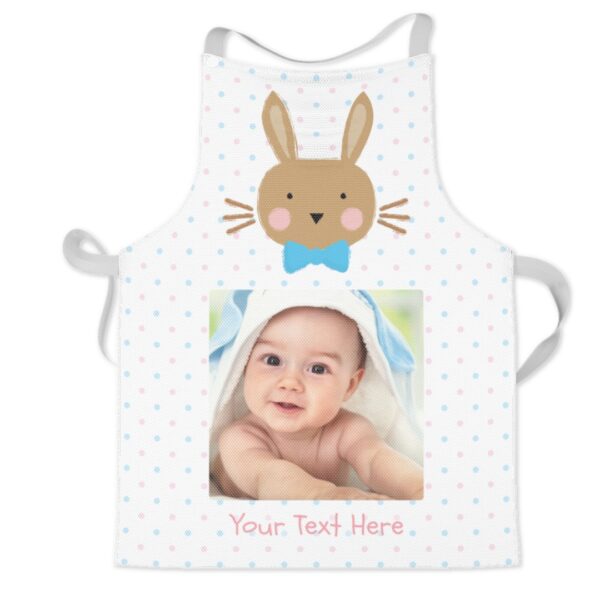 Personalised Kids Apron | Bunny Balloon Design | Childrens Photo Apron | Machine Washable | Quick Release Neck Straps | ASDA photo