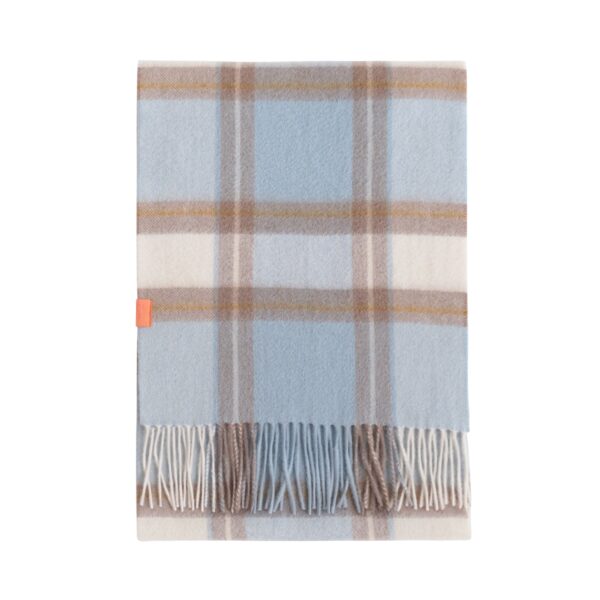 Plaid Cashmere Scarf Blue