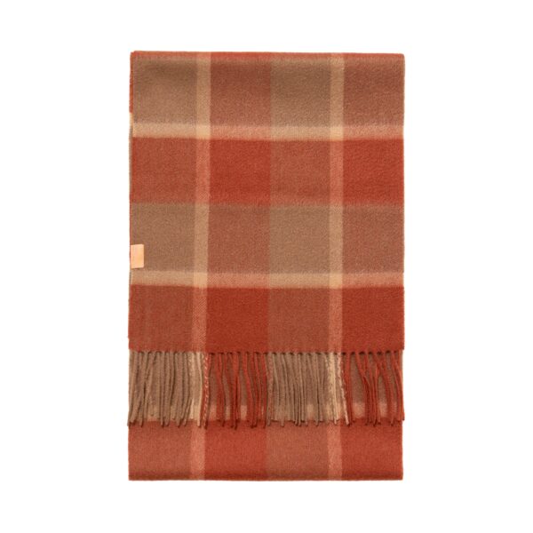 Plaid Cashmere Scarf Brick Red