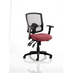 Portland III Task Operator Chair Black Mesh Back Chilli Col