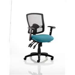 Portland III Task Operator Chair Black Mesh Back Kingfisher