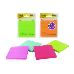 Post it Assorted NeonUltra Super Sticky Notes 4x4 90 Sheets