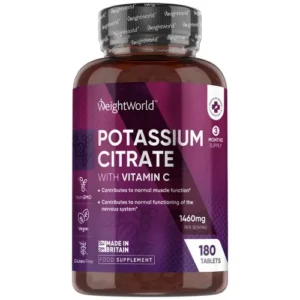 Potassium Citrate 1460 mg 180 Tablets Natural Potassium Supplement For Normal Muscles Function