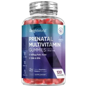 Prenatal Multivitamin 120 Raspberry Blueberry Flavoured Gummies WeightWorld UK