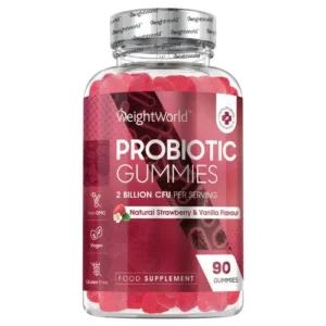 Probiotic Gummies 2 Billion CFU 90 Gummies with 100ug Inulin Prebiotics Gut Health Supplement Strawberry Vanilla Flavor