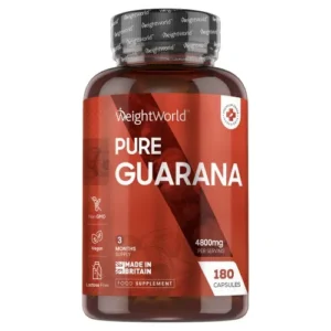 Pure Guarana Capsules 2400 mg 120 Capsules High Strength Metabolism Energy tablets Supplement for Weight Management Focus