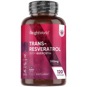 Resveratrol Capsules 550 mg 120 Capsules With Red Wine Extract Trans Resveratrol Supplement to Help the Signs of Premature Ageing