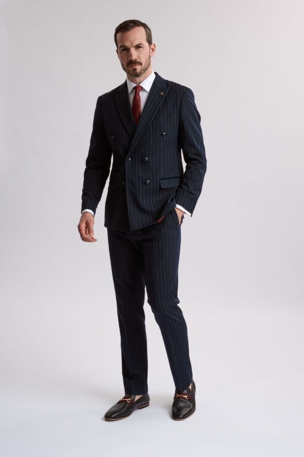 Rocco Navy Pinstripe Double Breasted Two Piece Suit