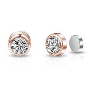 Rose Gold Plated 6mm Magnetic Clip On Earrings Created with Zircondia® Crystals