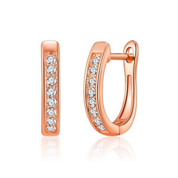 Rose Gold Plated Channel Set Hoop Earrings Created with Zircondia® Crystals