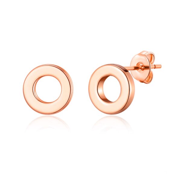 Rose Gold Plated Circle Stud Earrings