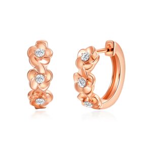 Rose Gold Plated Flower Hoop Earrings Created with Zircondia® Crystals