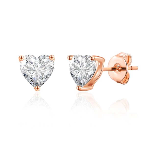 Rose Gold Plated Heart Earrings Created with Zircondia® Crystals