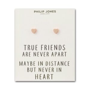 Rose Gold Plated Heart Stud Earrings with Quote Card