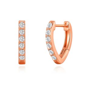 Rose Gold Plated Huggie Hoop Earrings Created with Zircondia® Crystals