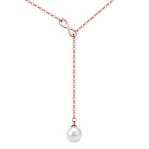 Rose Gold Plated Infinity Pearl Necklace