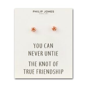 Rose Gold Plated Love Knot Earrings with Quote Card