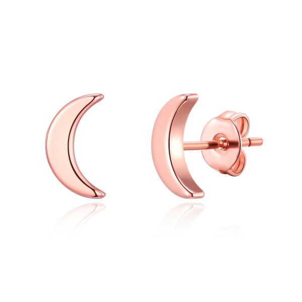 Rose Gold Plated Moon Stud Earrings