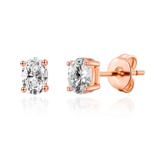 Rose Gold Plated Oval Earrings Created with Zircondia® Crystals