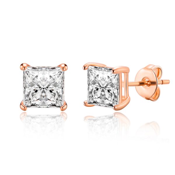 Rose Gold Plated Square Earrings Created with Zircondia® Crystals