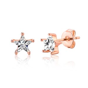 Rose Gold Plated Star Earrings Created with Zircondia® Crystals