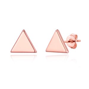 Rose Gold Plated Triangle Stud Earrings