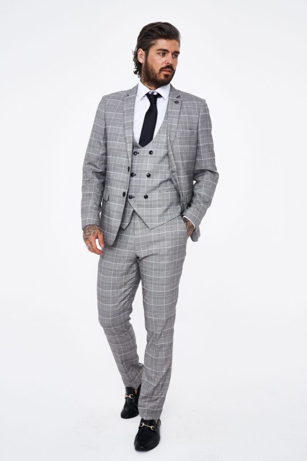 Ross Grey Check Three Piece Suit