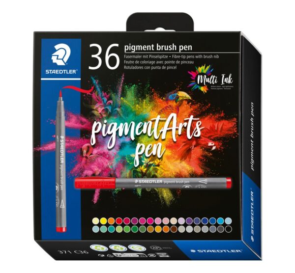 STAEDTLER Pigment brush pen 36 stuks Basic Colours