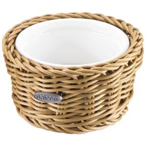 Saleen Beige 11cm Round Basket with Porcelain Bowl