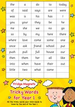 Scholastic Magnets Fridge Magnets Tricky Words for Year 1