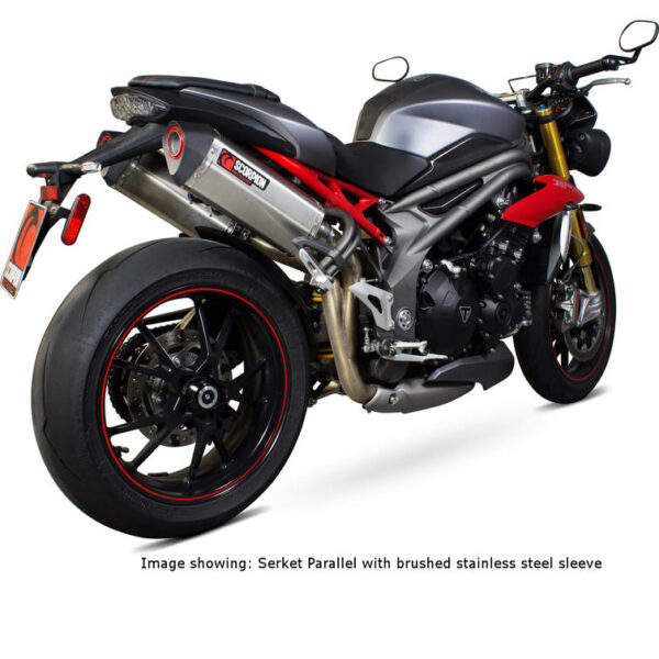 Scorpion Serket Parallel Black Ceramic Oval Exhaust Triumph Speed Triple 1050 2016 2017 Black