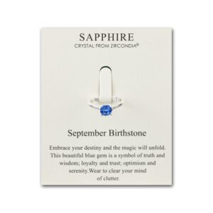 September Sapphire Adjustable Birthstone Ring Created with Zircondia® Crystals