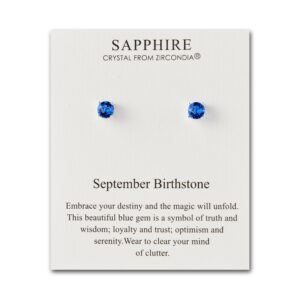 September Sapphire Birthstone Earrings Created with Zircondia® Crystals