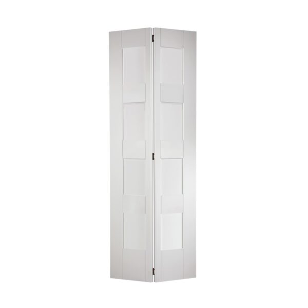 Shaker 4L Primed White Internal Bi Fold 4 Lights With Clear Glass