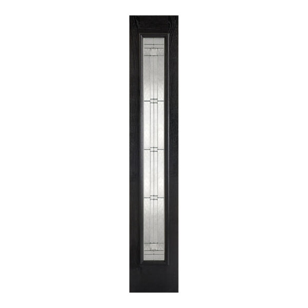 Sidelight 1L Elegant Pre Finished Black Front Face With White Inside Face and Edges External Composite Door 2032 x 356 14 x 44mm 1 Light With Elegant Leaded Double Glazed Unit